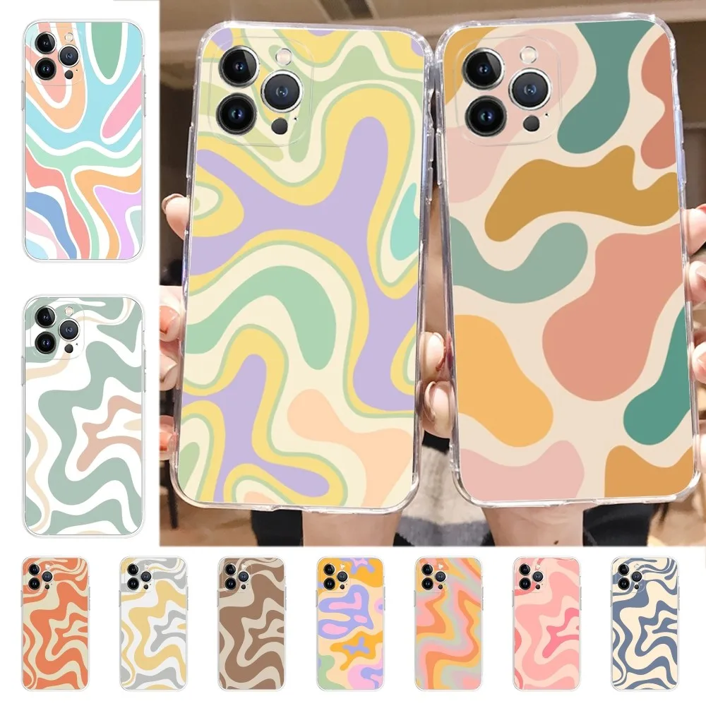 Liquid Swirl Abstract Art Phone Case for iPhone 16 15 8 7 6 6S Plus X SE XR XS 14 11 12 13 Mini Pro Max Mobile Case