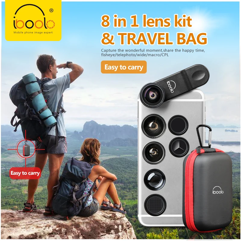 hit product8 in 1 Lens Kit IBOOLO Wide Fisheye Macro Telephoto Kaleidoscope Starburst Gift Lens for Smartphone