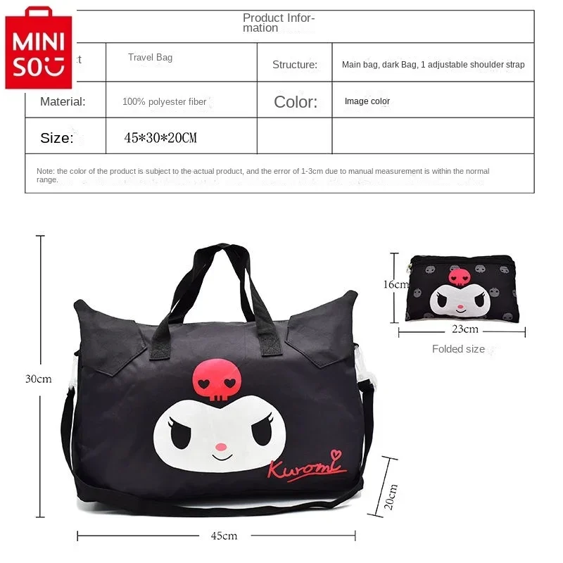 MINISO Sanrio Hello Kitty Kuromi składana walizka bagażowa do rekreacji damskiej torba podróżna do przechowywania wielofunkcyjna o dużej pojemności