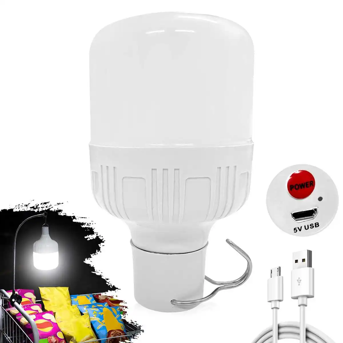 

Portable Outdoor USB Rechargeable Mobile LED Lamp Emergency Light 5 Gear Adjustable Hook Up Camping Light Home Night Light