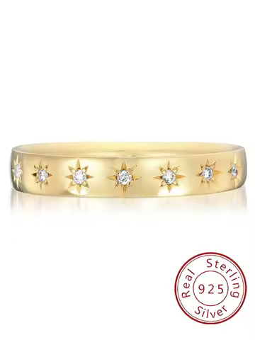 925 Sterling Silver Personalized Glossy Asterisk Zircon Ring For Women Party Clothing Decor Luxury High Quality Fine Jewelry