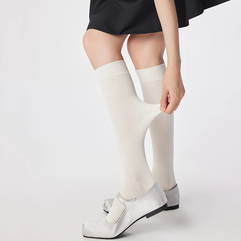 Autumn Winter High Quality  Socks Women Knee Calf Mid Length Socks Lightweight and Warm Cold Proof Fine Wool Stripes Stockings