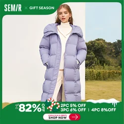 Semir 2023 Hot Long Down Jacket Women Waterproof Hooded Coat Winter New Loose Girls Jacket Multi-Color Thick Windbrake Down Coat