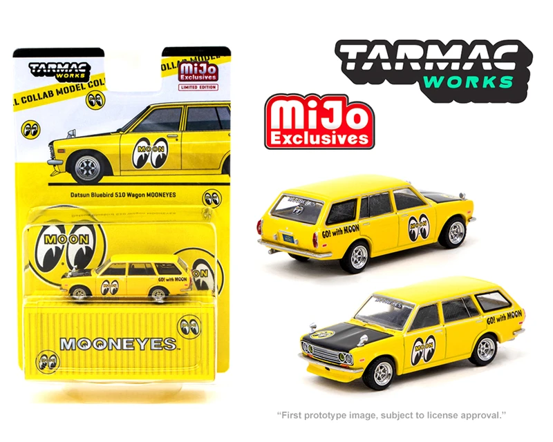 

Tarmac Works x Mijo 1:64 Datsun Bluebird 510 Wagon Mooneyes Diecast Model Car