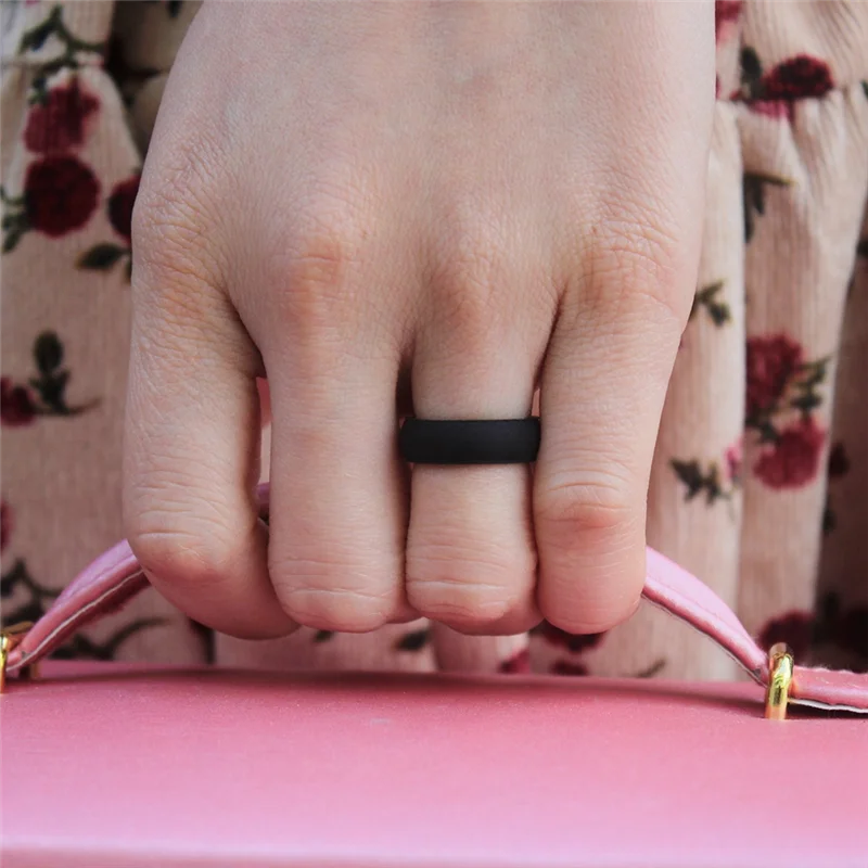 Stable- 5.7mm Popular for Men Women Silicone Cool Rings Silicone Wedding Ring Environmental Outdoor Sports RingX2 8