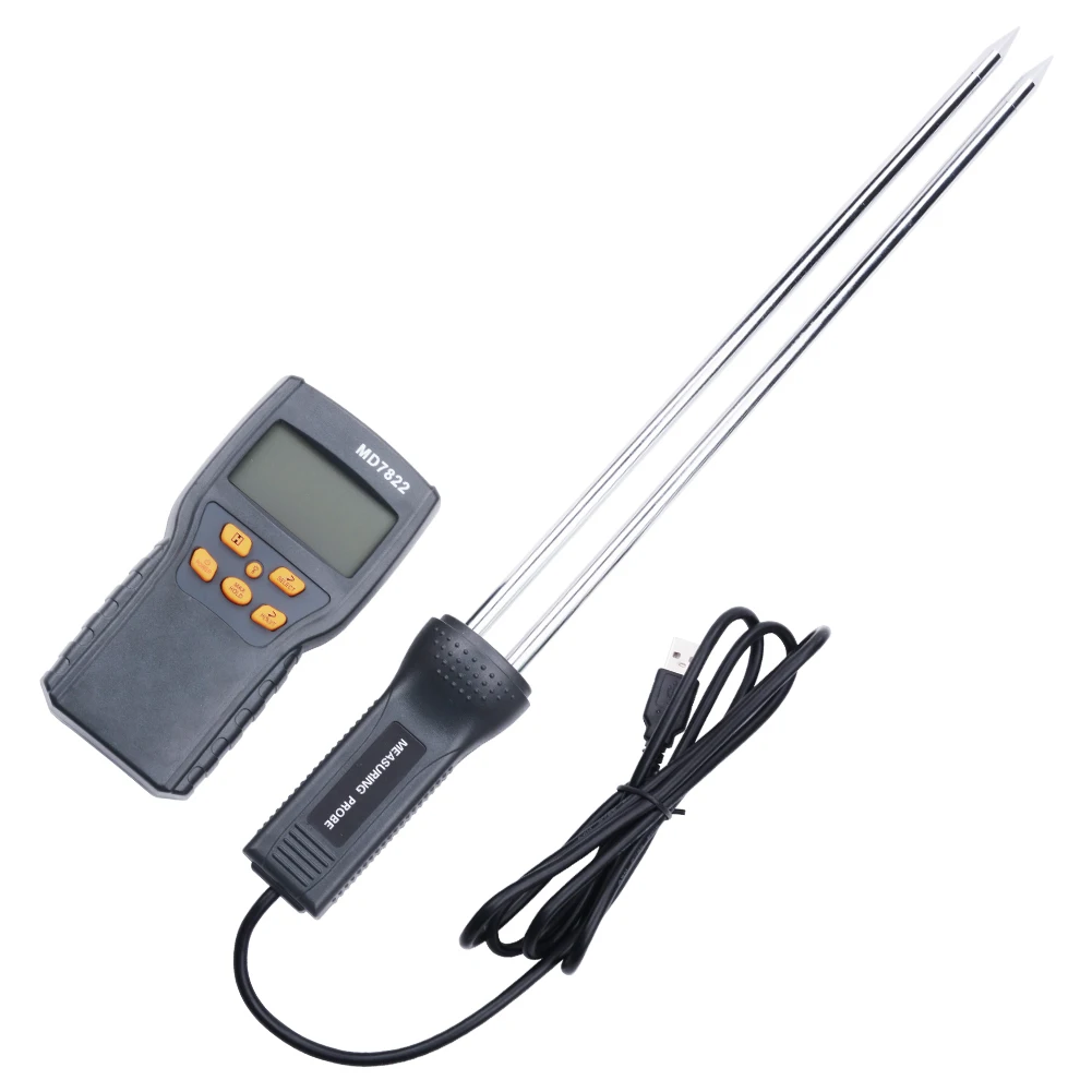 MD7822 Digital Grain Moisture Meter 2%-30% LCD Display Wheat Corn Rice Paddy Moisture Contains Humidity Tester Long Test Probe