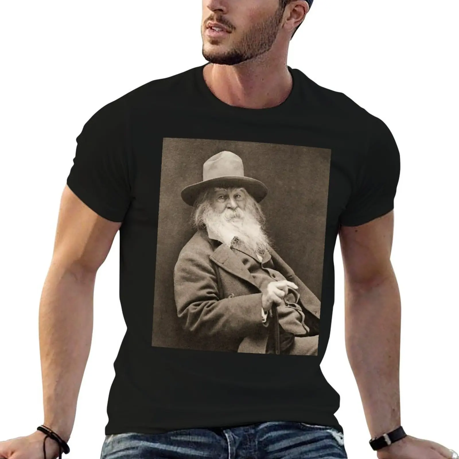 Walt Whitman T-Shirt Retro Style Print Casual Top
