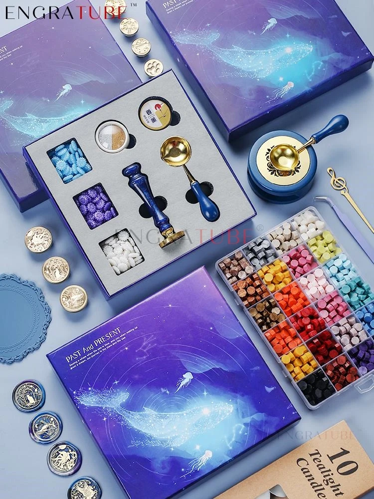 

10/12/13/16pcs Wax Seal Stamp Gift Box Set Children Christmas DIY Sealing Gift Wrapping Envelope Wedding Invitation Scrapbooking
