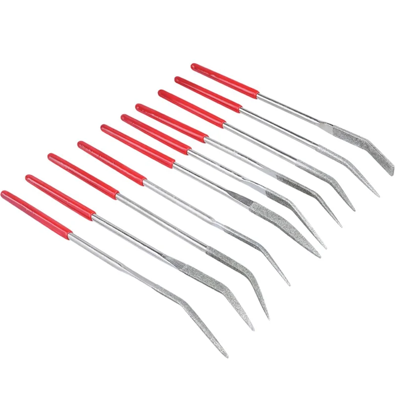ABGE-10PCS Diamond File Set-3X140mm Curved Shaped Needle Files For Precision Metalworking, Woodworking, Jewelry, And Crafting