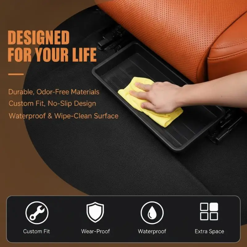 Car Under Seat Storage Tray Custom Fit Scratch Resistant Design Stores Small Items Keep Car Interior Clean Tidy