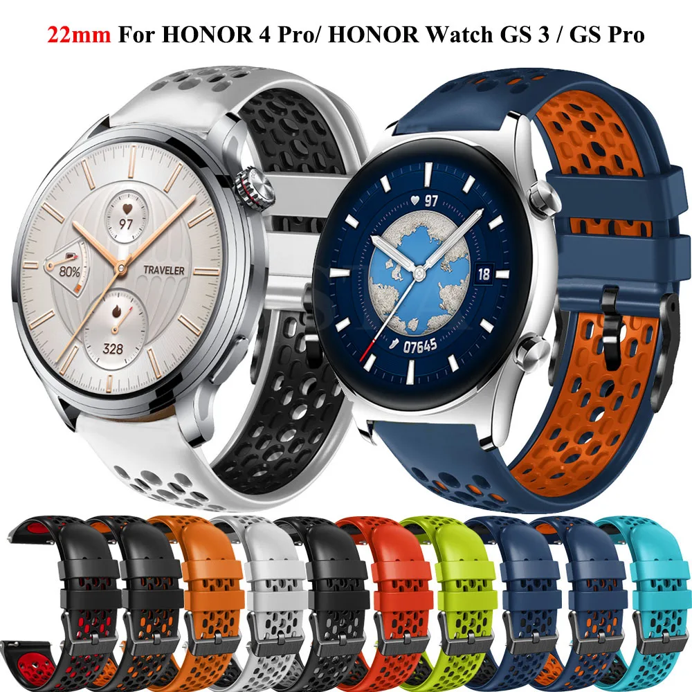Ремешок для часов 22 мм для Honor 4 Pro Magic Watch 2 46 мм, силиконовый ремешок для Honor GS Pro GS 3i GS 3, браслет, ремешок для часов, браслет