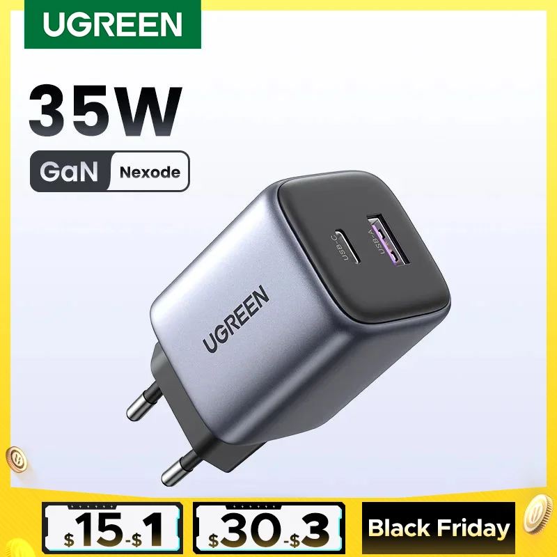 UGREEN GaN 35W Charger USB Charger PD3.0 QC3.0 Quick Charger For iPhone 16 15 14 Pro Samsung Xiaomi iPad Pro USB C Fast Charger