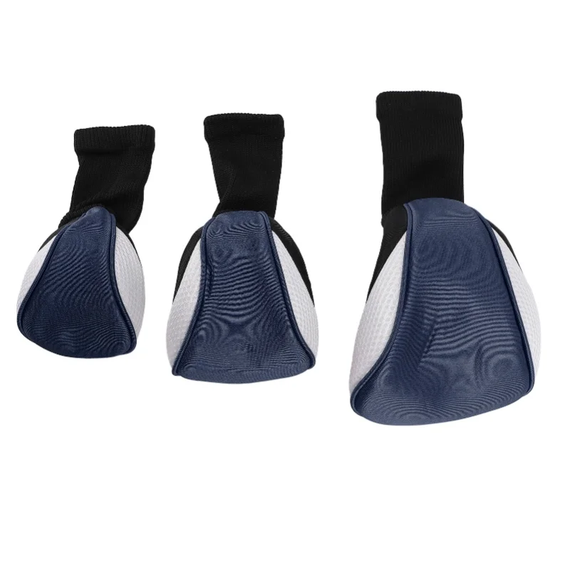 

3pcs Club Head Cover With Interchangeable Tags Breathable Scratch Proof Nylon Composite Fabric 1 3 5 Club Protective Head Cover