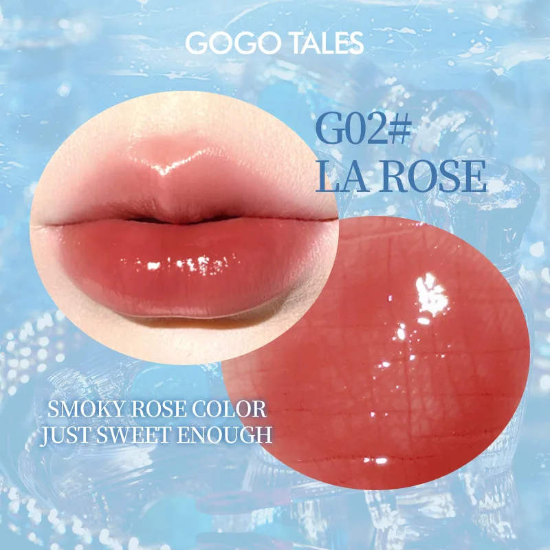 Gogotales ブルー ジェムストーン ウォーターライト ミラー リップスティック 保湿 カップにくっつきにくい ソリッド リップ ビューティー コスメティック