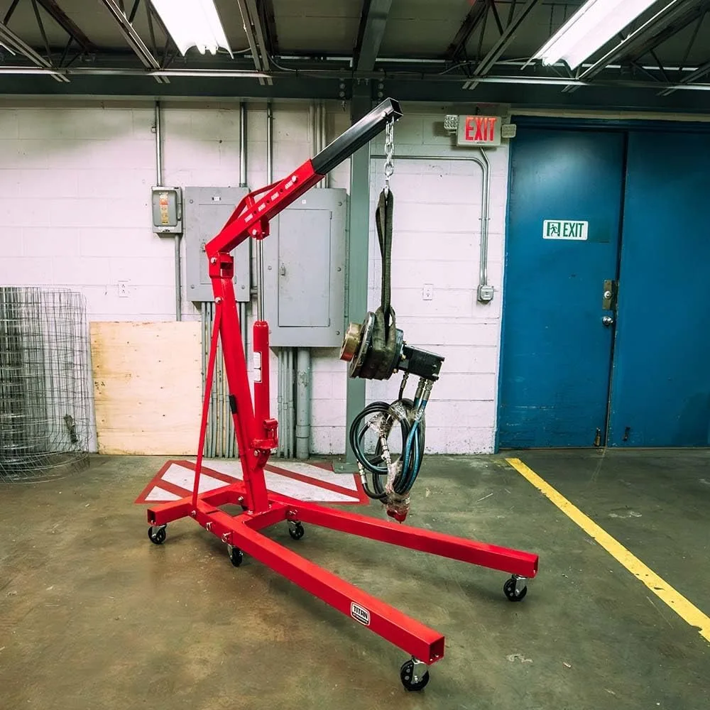 1 Ton Hydraulic Engine Hoist, Cherry Picker Engine Hoist with 360° Caster Wheels, Engine Lift with 2,000 LB Capacity