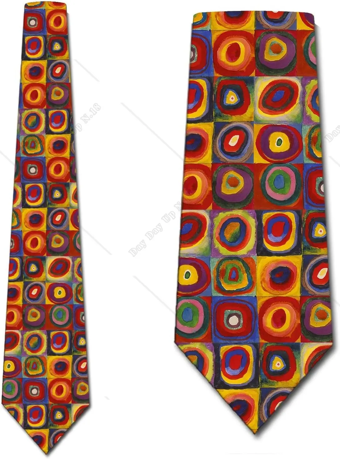 Art Abstract Painting Colorful Ties Squares and ConcentricCircles Necktie Art Tie Men Shirt Accessories POLYESTER