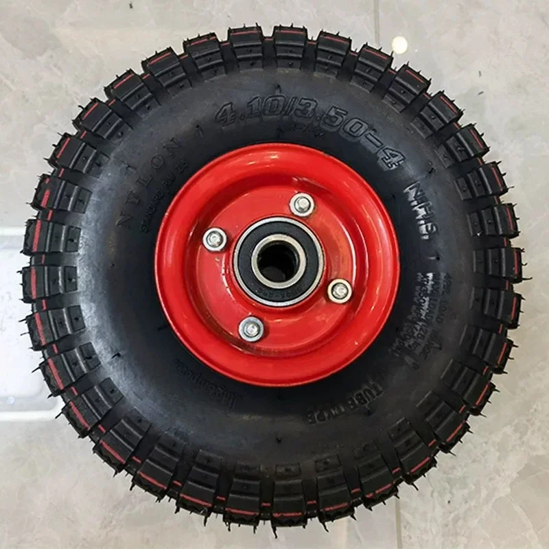 1PCS 4.10/3.50-4 10 Inch Inflatable Rubber Swivel Wheel for Electric Hand Trolley Caster Replacement