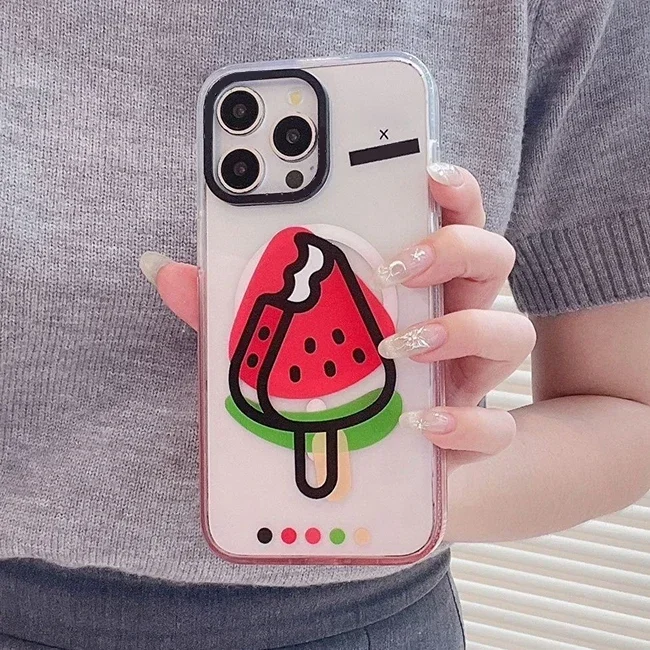 

Watermelon Ice Lolly Pink Gradient Transparent Border IPhone 13 14 15 Pro Max Case with MagSafe