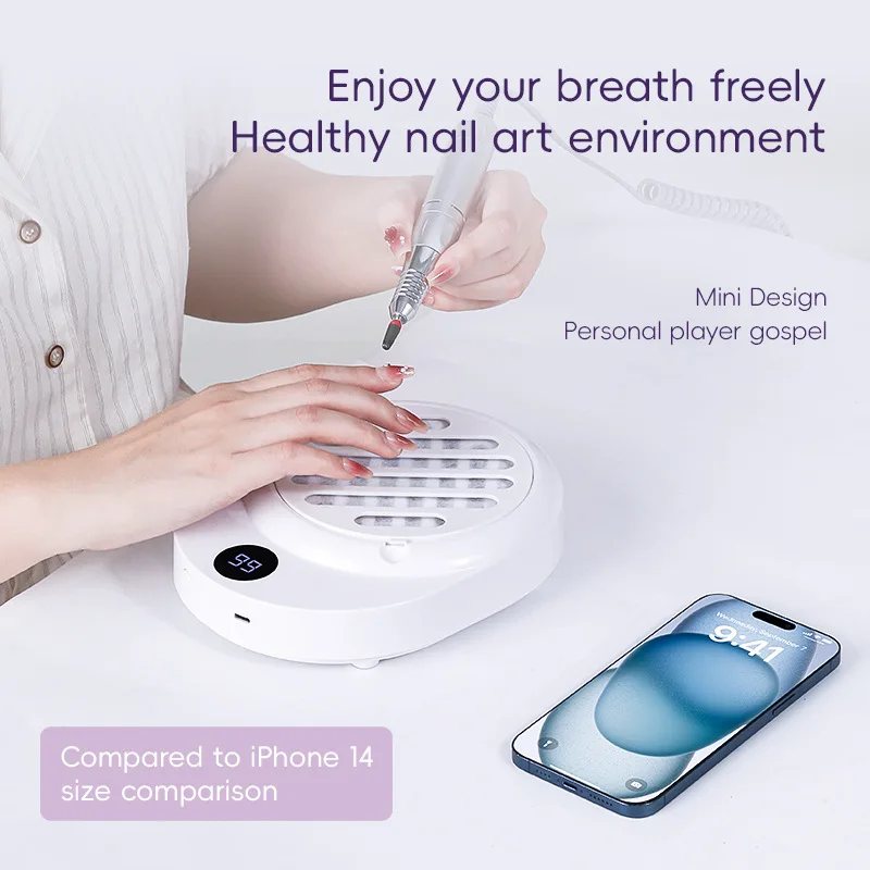 

Mini Battery-powered Nail Art Vacuum Cleaner Brushless Silent Mini Dust Filter Grinding and Nail Removal Dust Collector