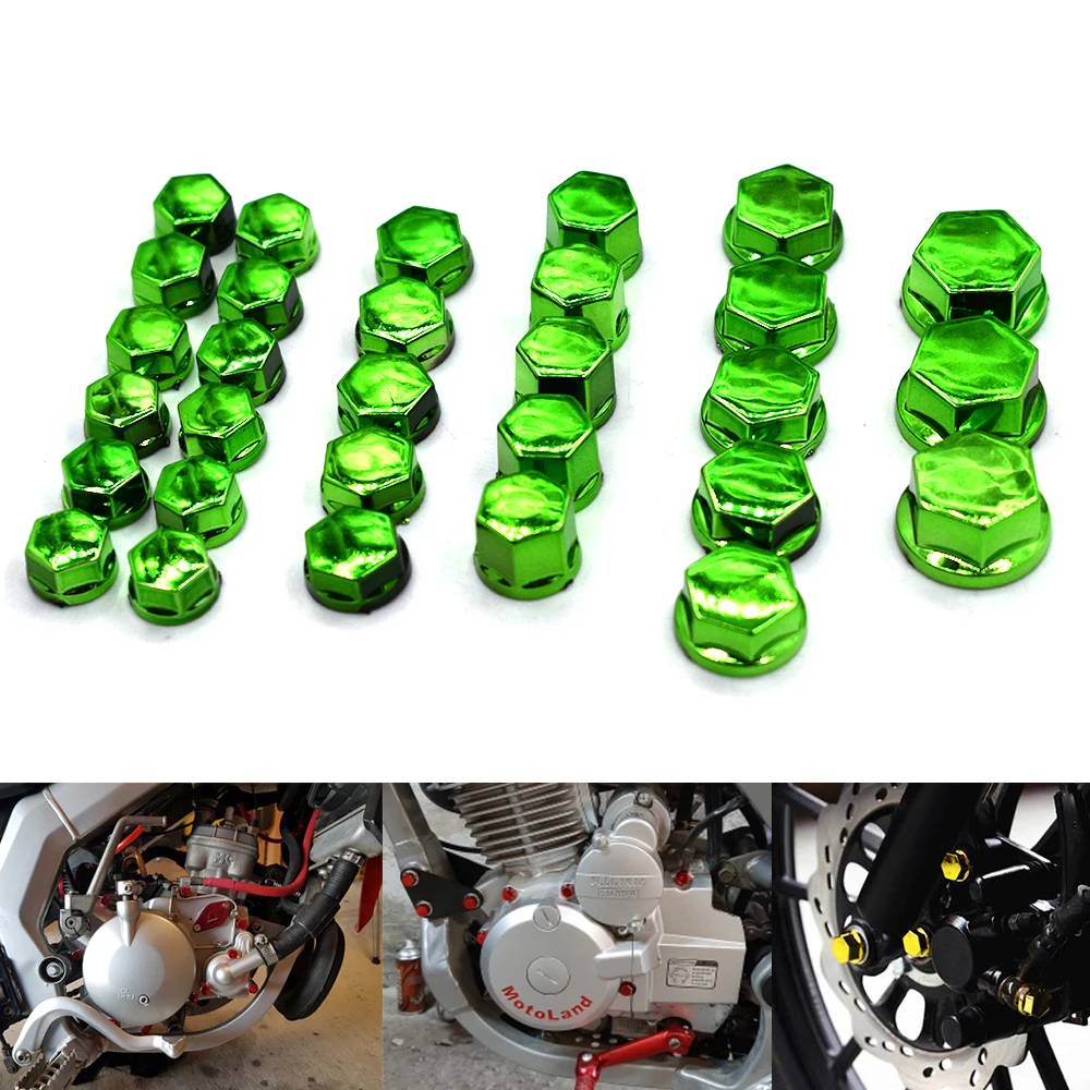 Universal 30PCS motorcycle modeling plating nut decorative screw cap For Kawasaki Z1000SX Ninja 300 400 650 1000 ZX-6R ZX-10R