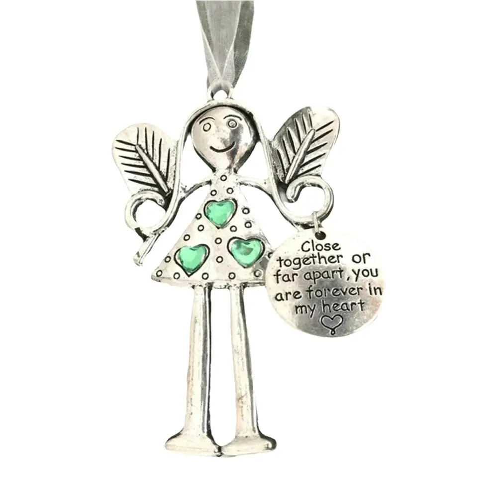 Christmas Tree Car Angel Ornament Pendant Alloy Engraved Blessing Card Key Accessories Gift Christmas Love