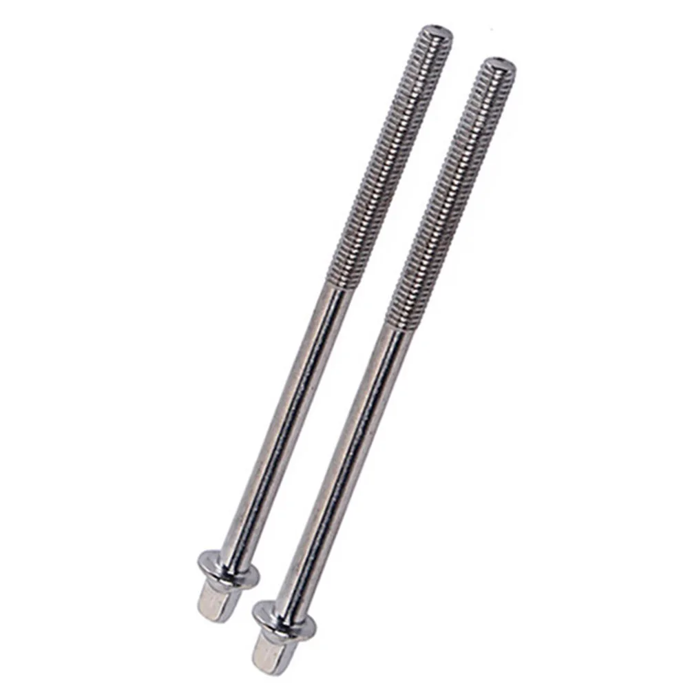 

2Pcs Drum Tension Rod Silver Plated Quality Snare Drum Screws Bolt Fits Standard Lugs Tom Snare Repair Building Accessories