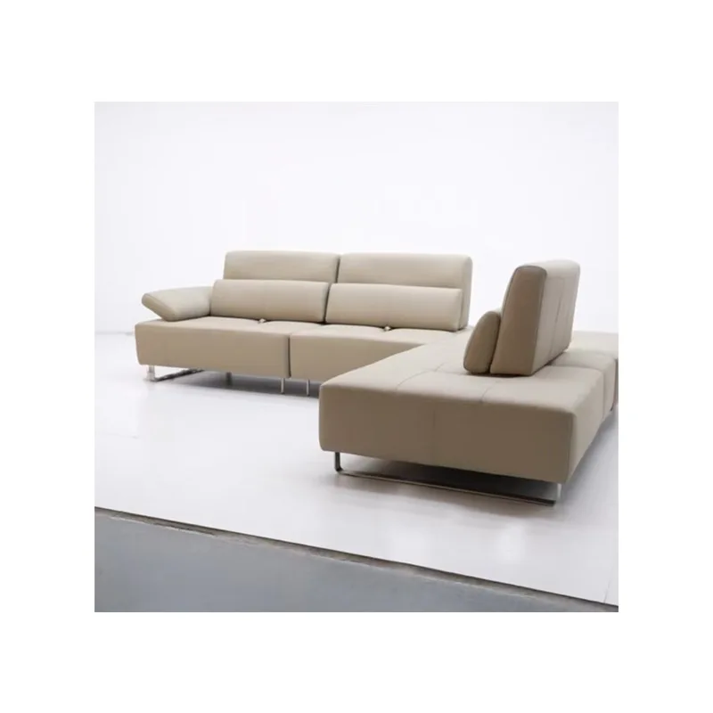 

New, Italian, minimalist, sofa, living room, corner, first layer cowhide, large apartment