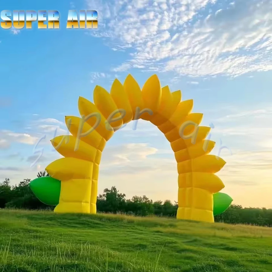 Beautiful outdoor inflatable sunflower/flower petal arch air blow creative entrance archway wedding event