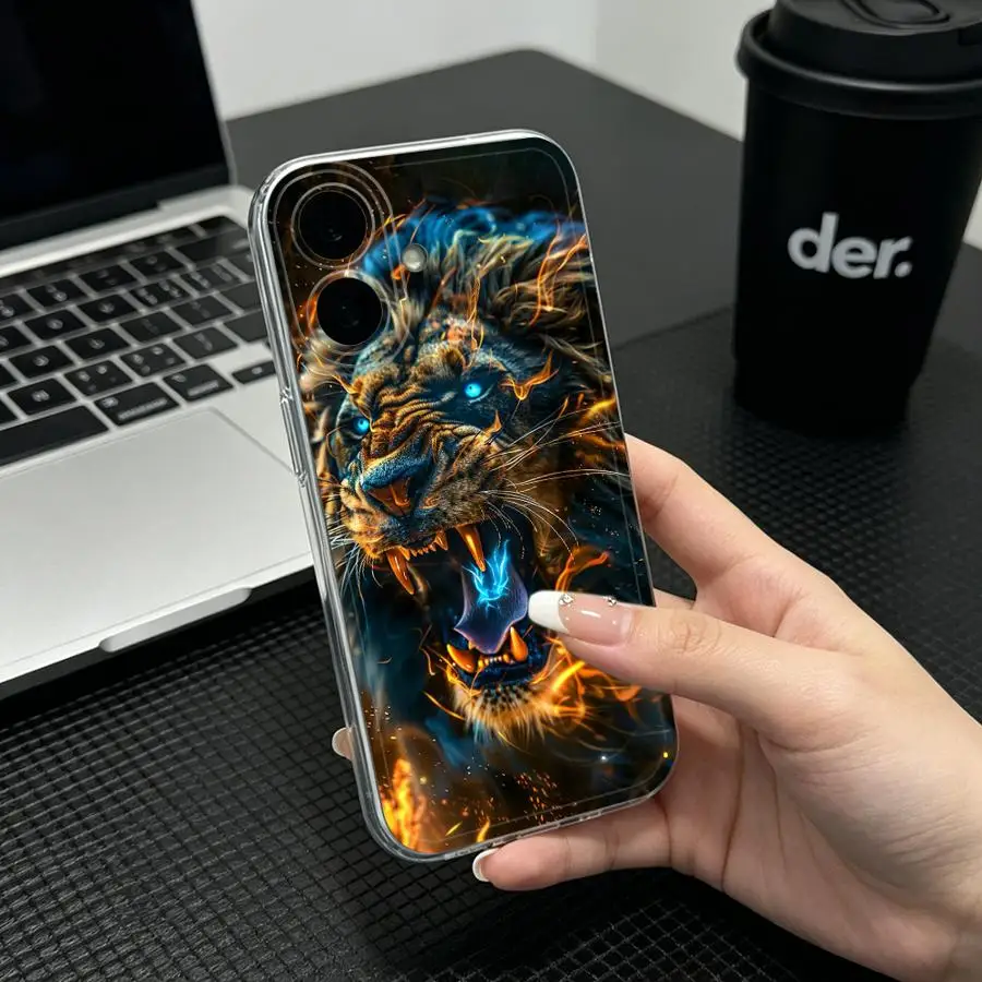 Soft Phone Cover Case for Honor X9b X7b X8 90 Lite X8b X9a X8a Fiery Lion Head Print