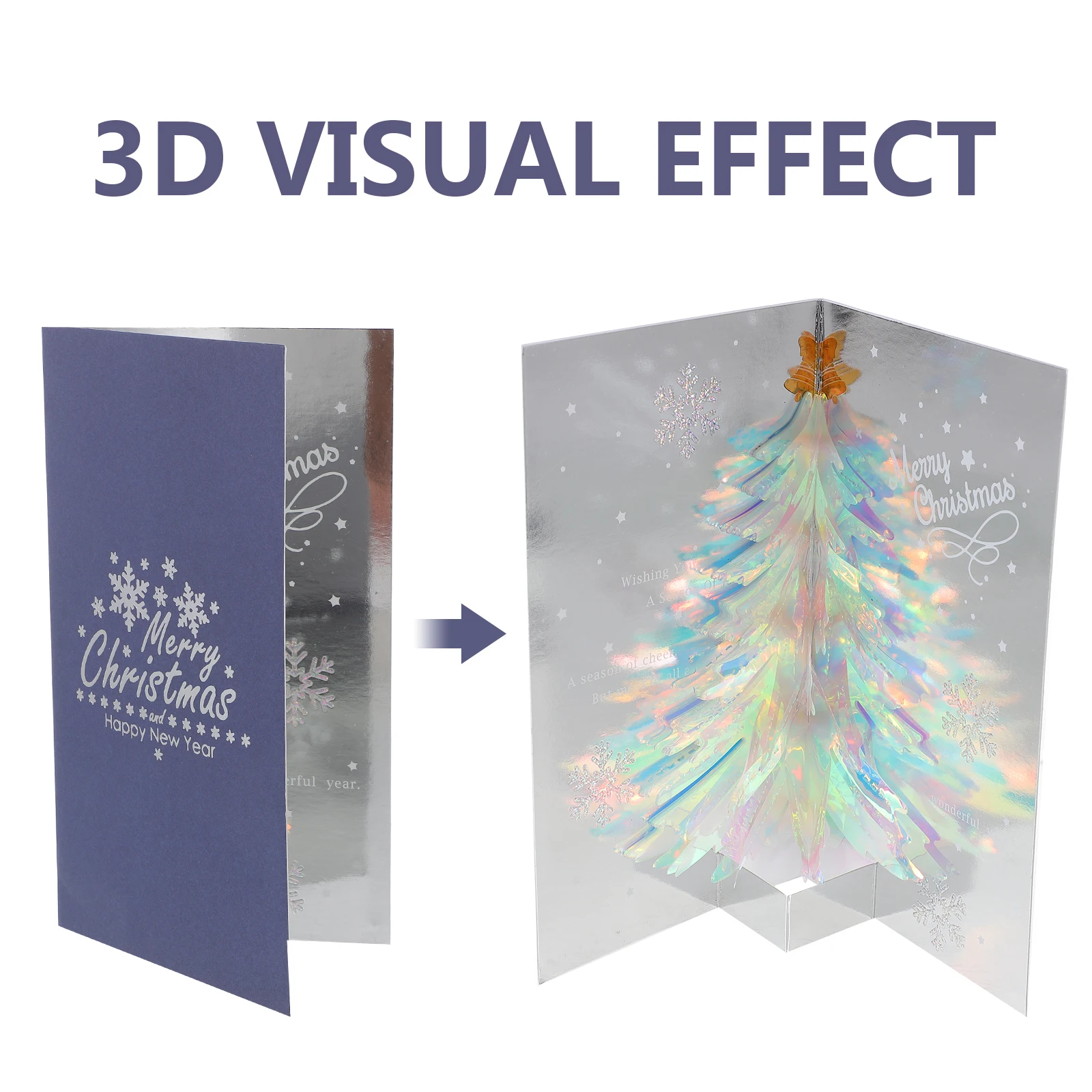 

3D Christmas Tree Pop-Up Greeting Handmade 3D Birthday Blessing Card Resealable Envelope Elegant Paper Card For Family Friends