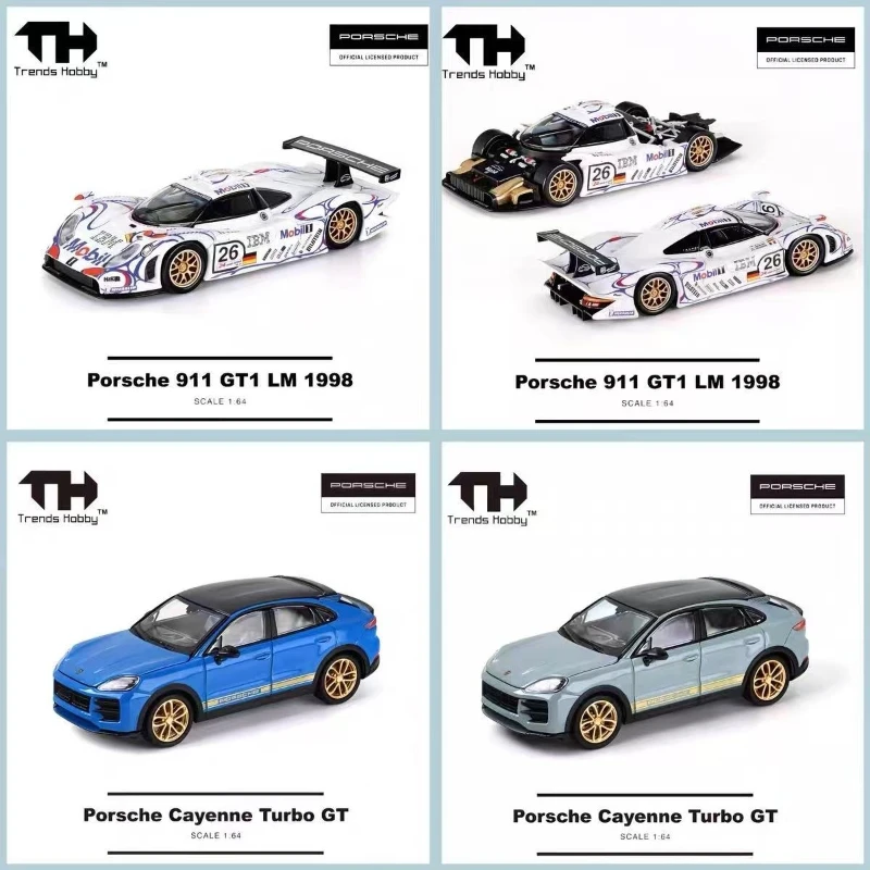 Trends Hobby 1:64 HEC Hangzhou Exhibition TH Porsche Cayenne Turbo GT SUV Adult Alloy Car Model