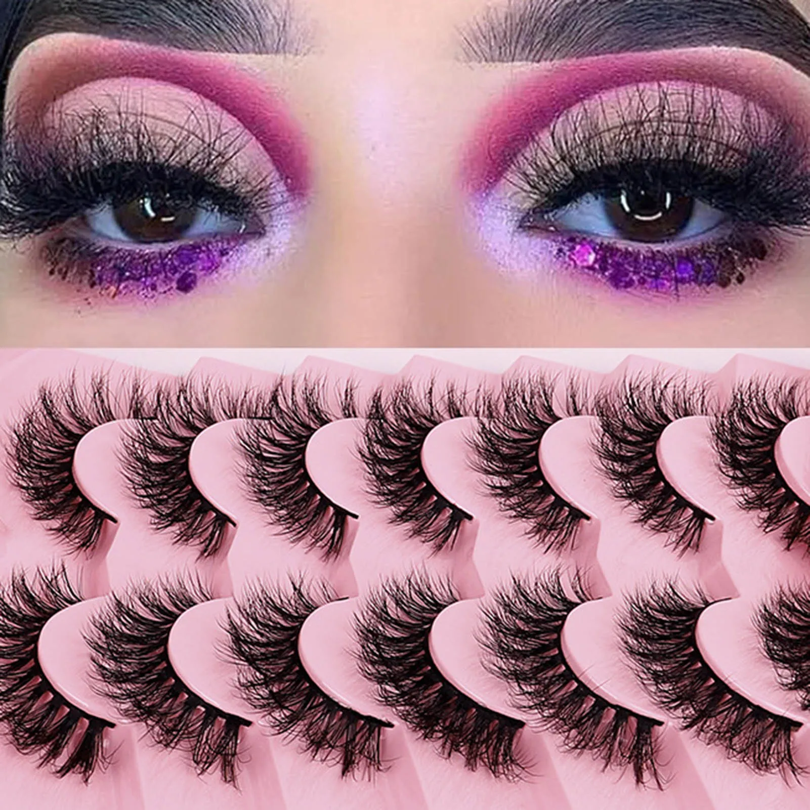 Cosplay Volume False Eyelashes Pack Fluffy Eye Makeup 3D Volume Lashes for Evening Party Makeup