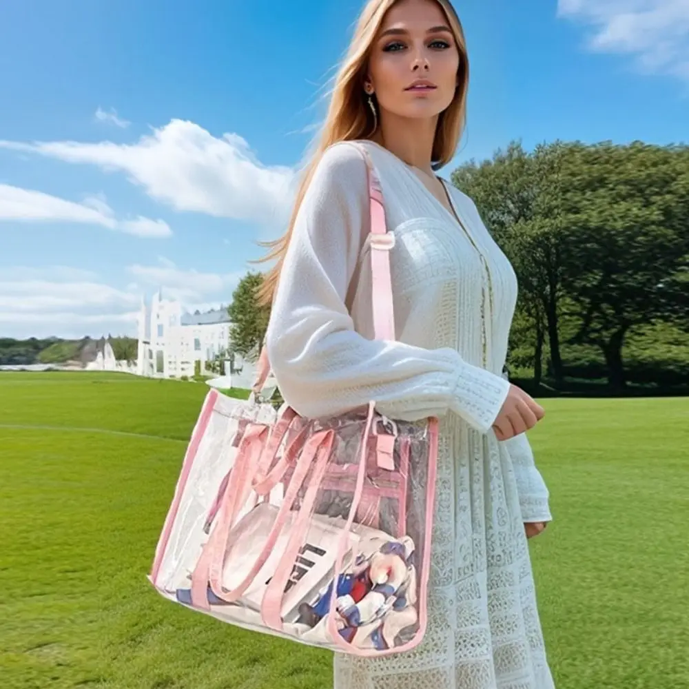 

Портативная водонепроницаемая пляжная сумка из ПВХ, прозрачная большая вместительная прозрачная сумка-тоут, сумка для багажа, сумка на плечо, женская сумка для плавания