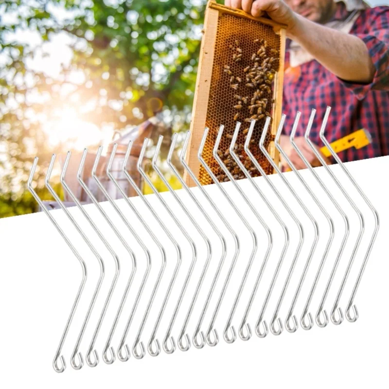 20PCS Stainless Steel Beehive Connectors Bend Wire Holder For Wooden Beehive Beekeeping Tools