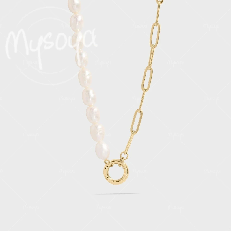 

MYSOYA 5-6mm Simple White Rice Pearl Necklace, Suitable for Party/ Anniversary/ Wedding/ Mother's Day/ Father's Day Gift A0467
