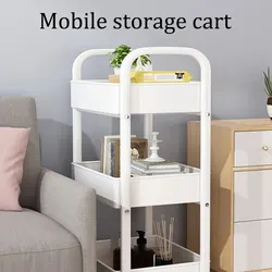 1PC 3/4 Layer Rolling Practical Cart Storage Rack Movable Gap Storage Rack Kitchen Bathroom White Portable Creative Mobile Displ