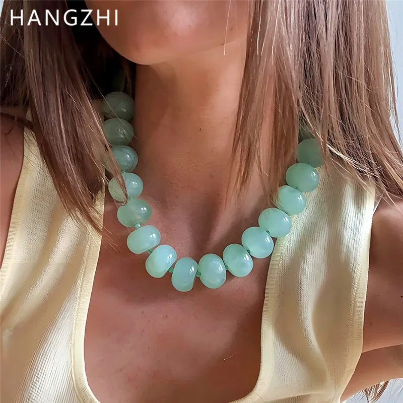 Bohemian Fashion Casual Dopamine Resin Bead Necklace Charms Chunky Jewelry Suitable for Women Daily Vacation Wear