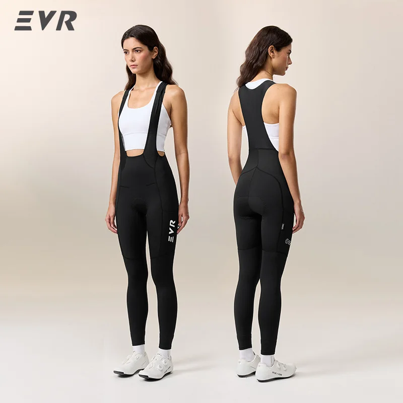 EVR Women's Winter Fleece Cycling Bib Tights Thermal Padded Bike Pants Warm Breathable Road Bike MTB Long Distance Cycling