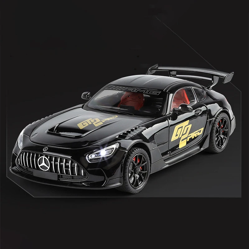 1:24 Benzs AMG GTR Alloy Die Cast Toy Car Model Sound and Light Pull Back Children\'s Toy Collectibles Birthday gift