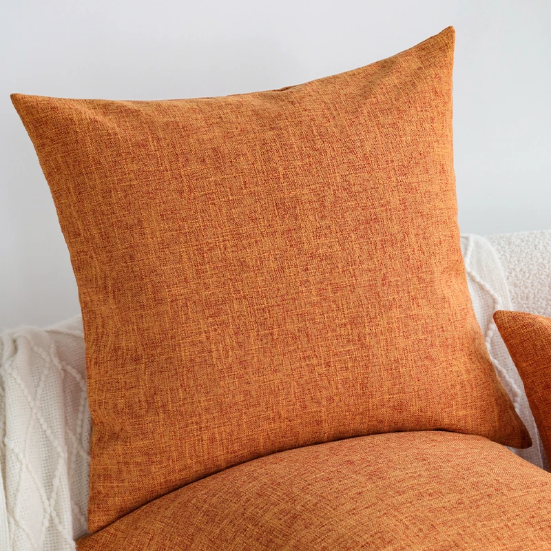 

Cushion Cover Orange Multi-size Linen Solid Color Pillowcase Soft Home Decorative Sofa Customizable Pillow Cover for All Seasons