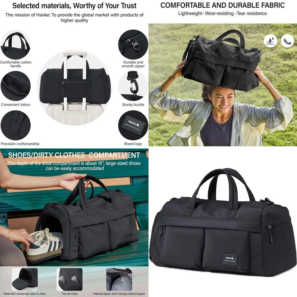 

Graphite Black Lightweight Women's Travel Tote: Carry-On Bag for Weekend Trips