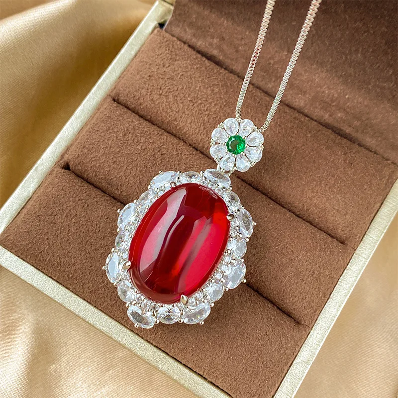 Jewelry Gold-Plated Ice Fluorescent Oval Red Corundum Luxurious Set Stone 18*25-13*18