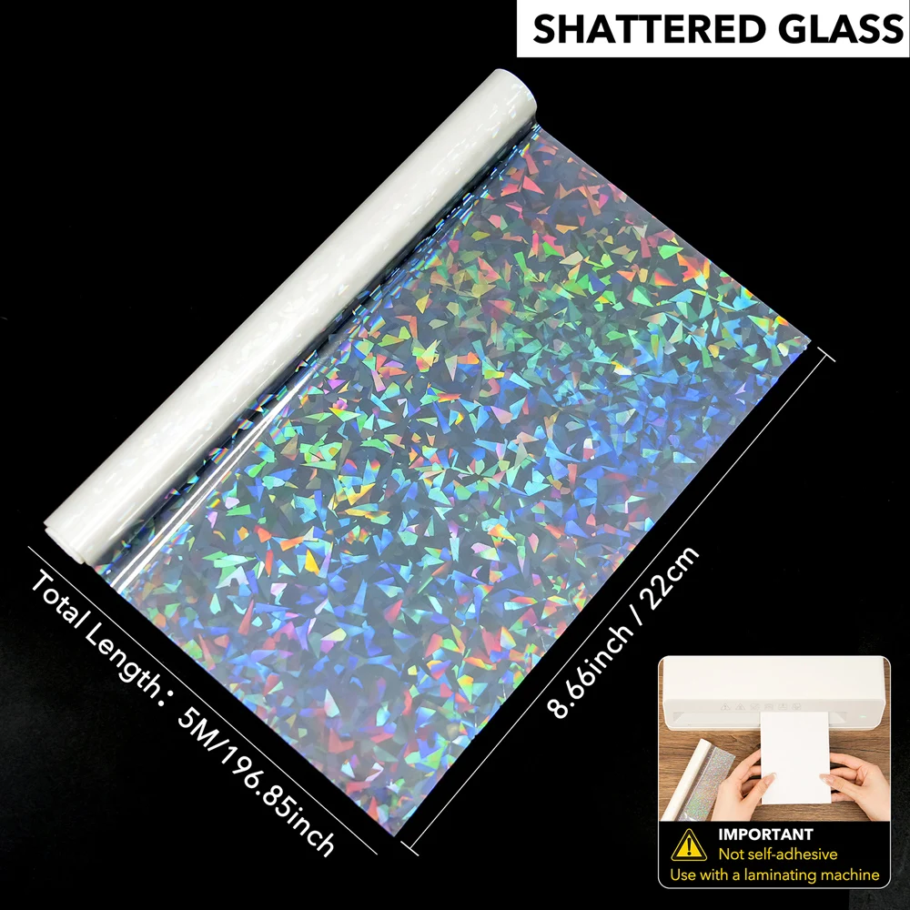 BOPP Holographische Vorbeschichtete Folie 22x500cm Transparent Wasserdicht Kratzfest Thermische Laminierfolie Rolle für DIY Papierhandwerk – Detail 8