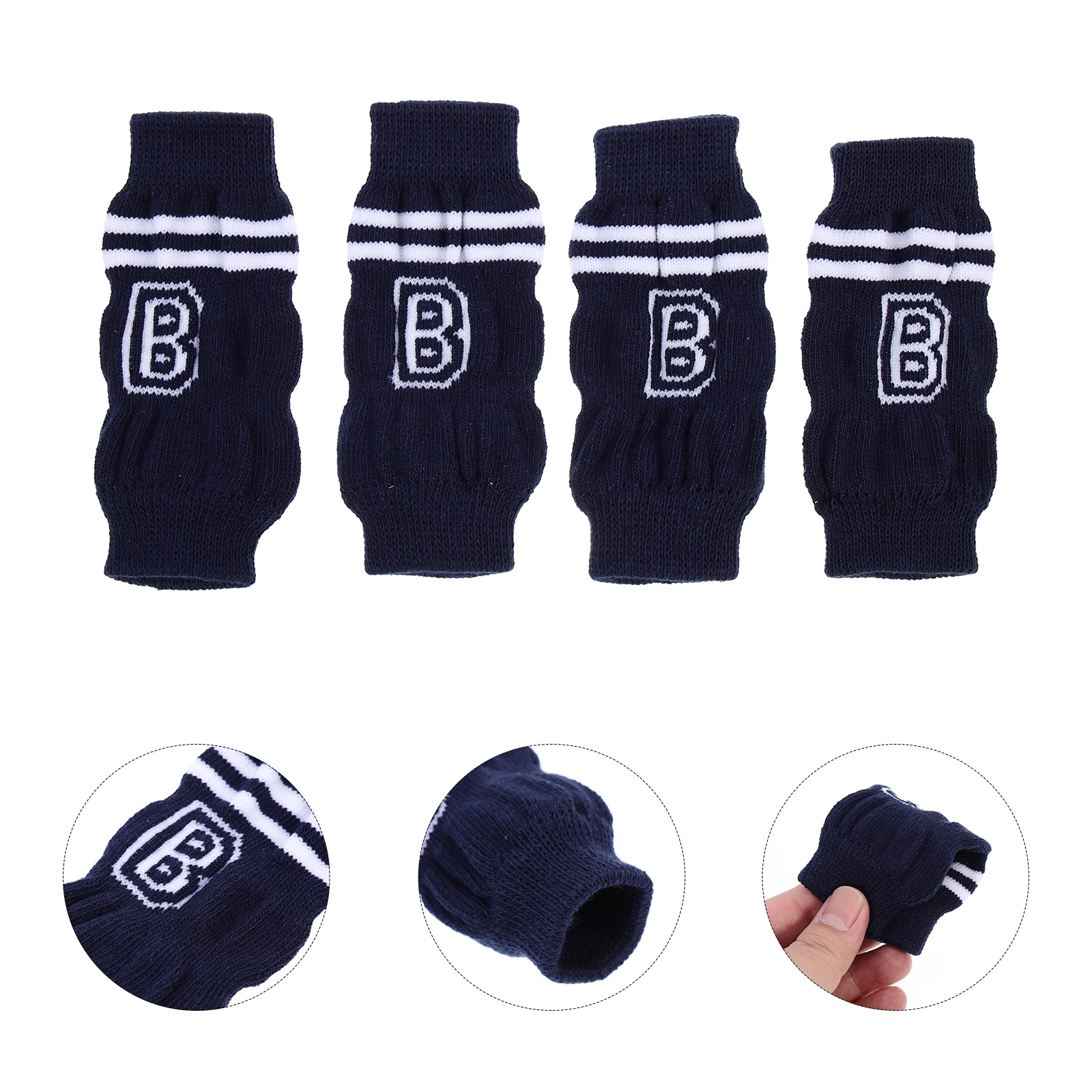 

4pcs Warm Socks Dog Covers Non Slip Comfortable For Small Dogs Blue Cartoon Style Pet Leg Warmers Outdoor Indoors Use Dog Socks