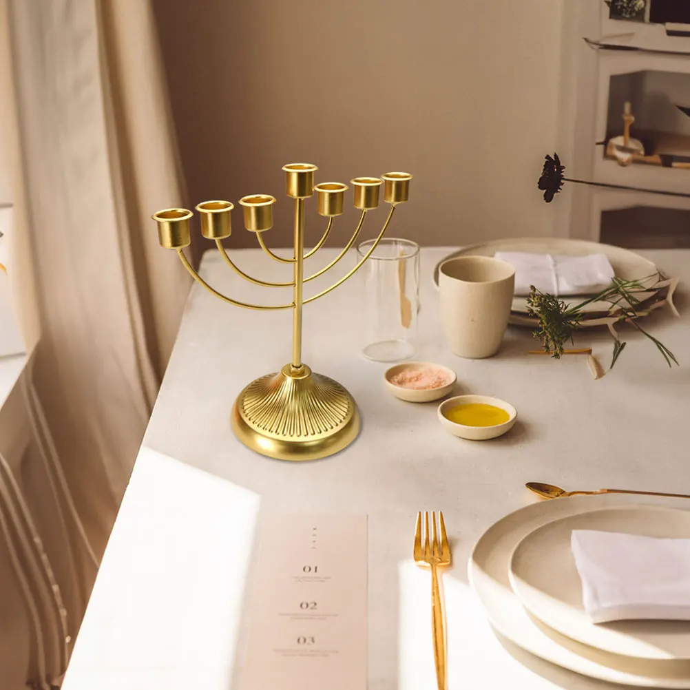 

Holders for Tabletop 7-Light Menorah Metal Stand Decoration Hanukkah Home Ornament Living Room Shelf Cabinet Use