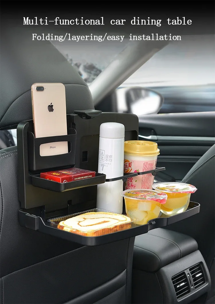 Tragbarer Auto Esstisch klappbare Lebensmittel becher Tablett Auto Innenraum Lager regal Rücksitz Tasse halten Multifunktion sauto Autoteile – Detail 1