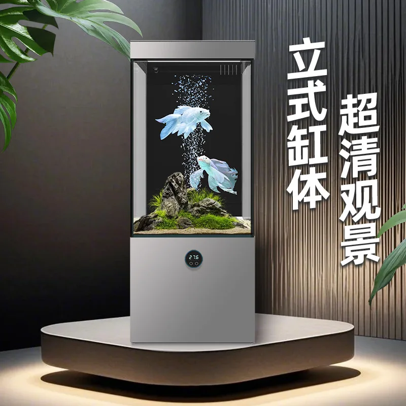Jinjing ultra-white glass fish tank with cabinet integrated living room home luxury bottom filter vertical intelligent water cha