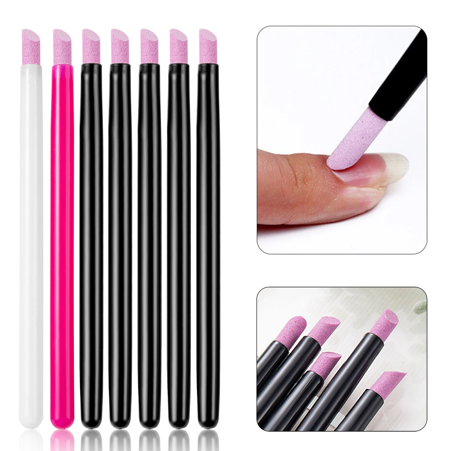 5Pcs Quartz Pen Nail  Cuticle Pushers Nail Polish Manicure Stick Nail Files Grinding Pen Dead Skin Remover for Natural Nail