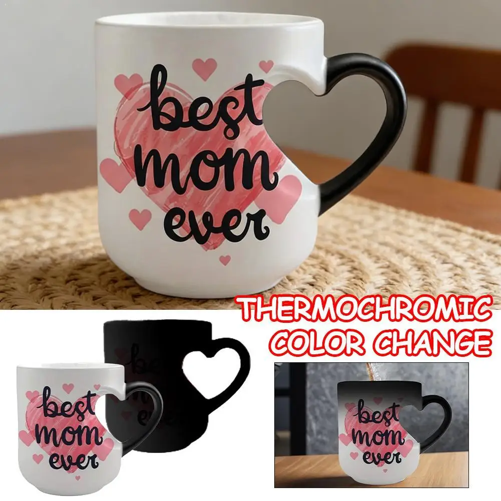 Taza Mágica Cambiante de Color para la Mejor Mamá, con Asa en Forma de Corazón, Taza de Café de Cerámica Sensible al Calor, Regalo Sorpresa para el Día de la Madre o Cumpleaños
