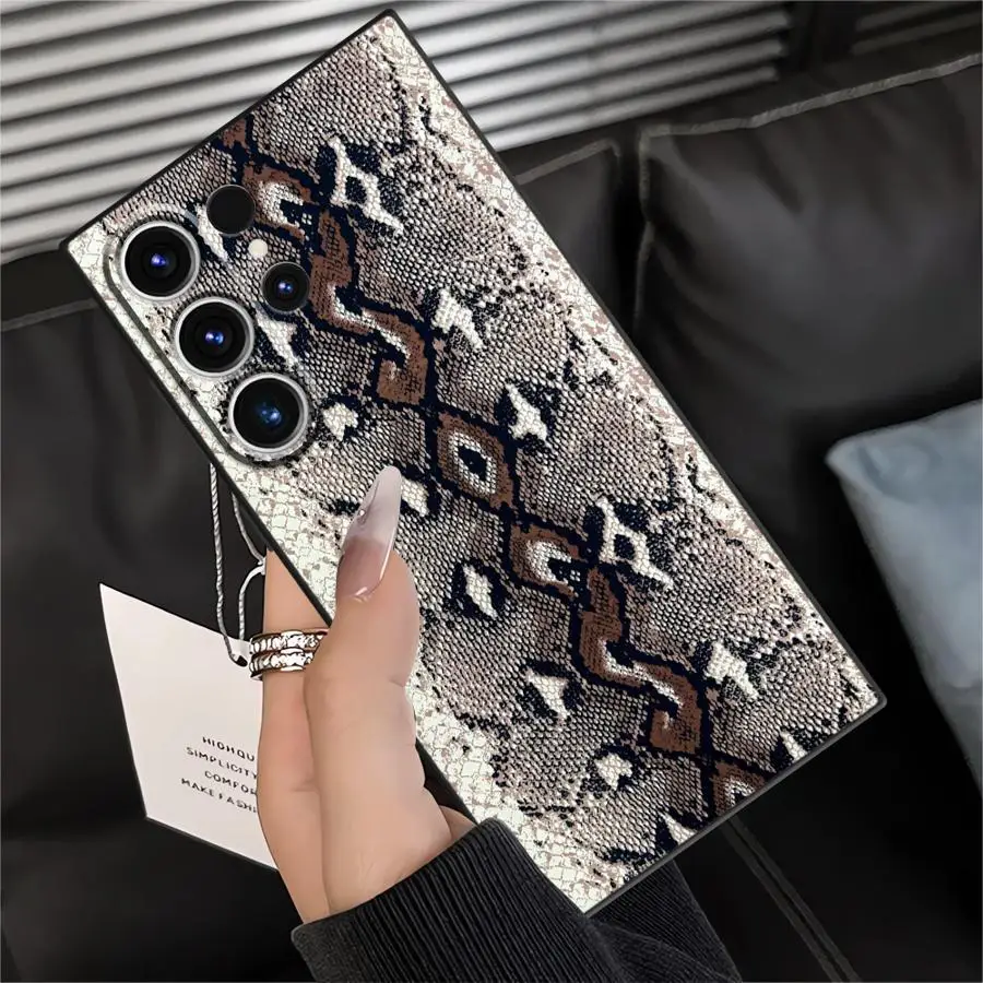 Snake Skin Pattern Funda Phone Cover Case for Samsung Galaxy S26 Ultra S21 FE Note 20 8 9 10 S24 S10 S9 S20 Ultra S25 Plus S23